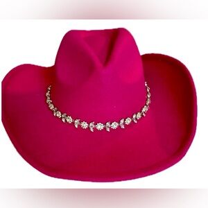 NEW Pink Cowgirl Hat with rhinestone trim Pink Western hat bachelorette party